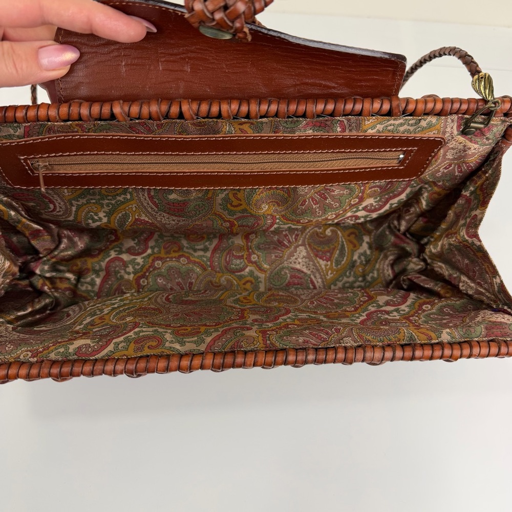 Woven Brown Clutch with Braided Ring Accent - Picture 10 of 15